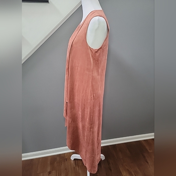 BCBG MaxAzria Ruffle Tara Trar In Rosedawn Faux Suede Dress Size XS Boho NWT - Picture 4 of 7